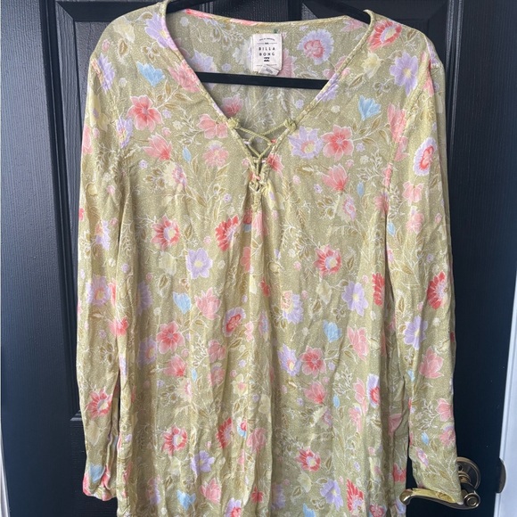 ‼️Price Drop‼️End of Summer Sale‼️ Billabong Green Long Sleeve Mini Dress - Picture 1 of 6